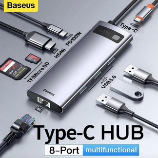 USB хаб 8-in-1 Baseus USB-C Hub 4K/60Hz,USB3.0/3.1