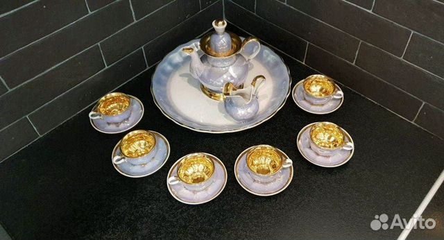 Чайный (кофейный) сервиз в голубом цвете