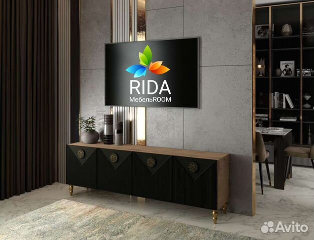 Тумба под тв, черная/белая. Гостиная