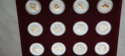 Серебро Набор Лунар1,Тигр,Обезьяна/Спутник