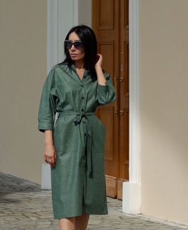 Платье рубашка оверсайз лён