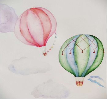 Картина акварель Воздушные шары в небе