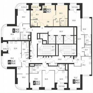 2-к квартира, 55.7 м², 13/48 эт.
