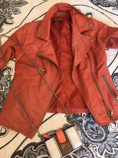 Куртка натур кожа + сумочка Guess оригинал