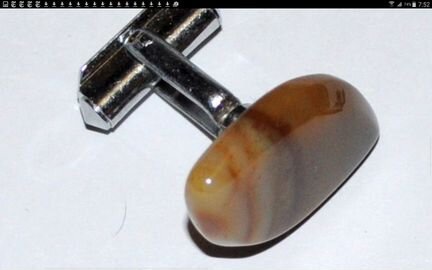 Запонки СССР бразильский агат винтаж новые крупные