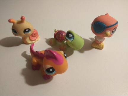 Littlest Pet Shop улитка, ящерка, черепаха, орел