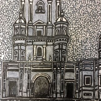 Картина, монастырь и серебряная зима, Испания, 201