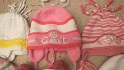 Шапки и шарф для девочки на 6-8