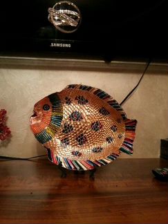 Подарок Золотая рыбка витражная статуэтка для диза