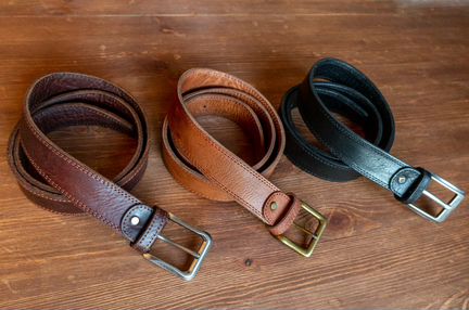 Ремень Мужской Бычья Кожа с прострочкой Толстый