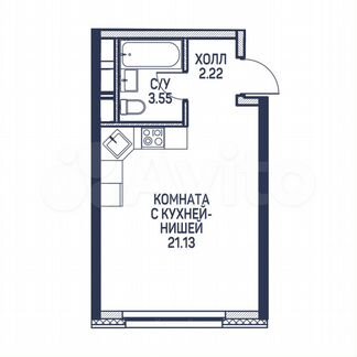 Квартира-студия, 26.9 м², 3/22 эт.