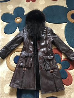 Зимнее кожаное пальто