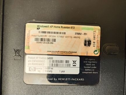 Ноутбук HP Pavilion dv6000 (на запчасти)
