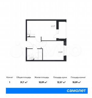 1-к квартира, 31.7 м², 9/12 эт.