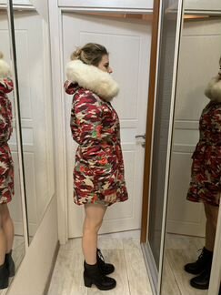 Парка с искусственным мехом б/у 42