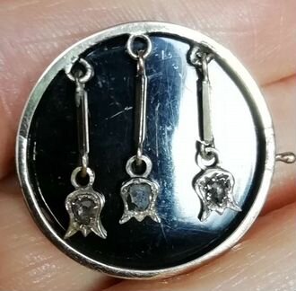 Антикварная брошь 56пр с алмазами и агатом