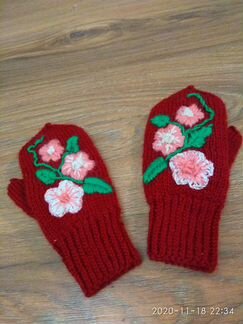 Варежки утеплённые ручной работы