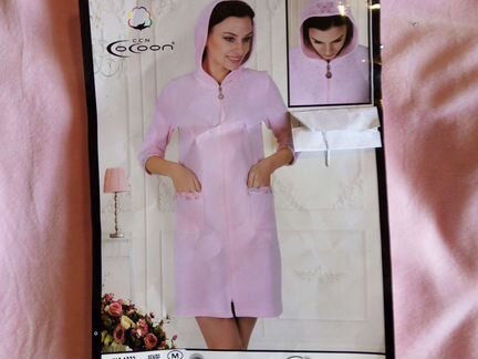 Домашнее платье, халат с капюшоном, новое, Турция