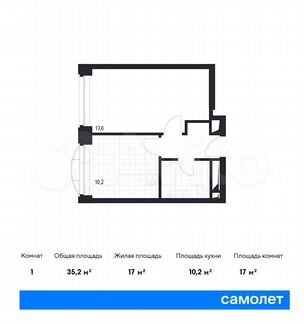 1-к апартаменты, 35.2 м², 5/24 эт.