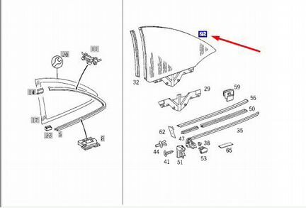 Стекло заднее левое Mercedes Clk-Class W208