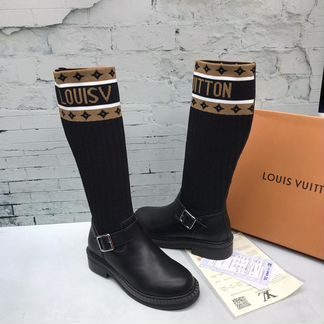 Ботфорты сапоги высокие черные коричневые луи витт