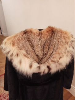 Шуба blacklama с капюшоном Рысь