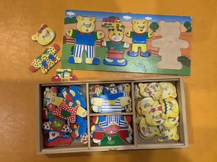 Пазл деревянный одень мишек