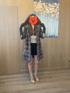 Норковая поперечная шуба