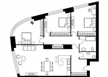 3-к квартира, 139 м², 51/56 эт.