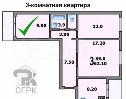 Комната 10 м² в 1-к, 10/12 эт.